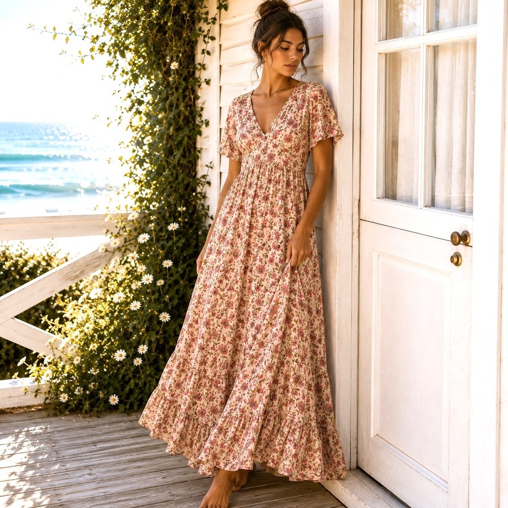 Anthropologie‎ ASTR Large Maxi Dress Cottagecore Feminine Romantic Coquette Boho